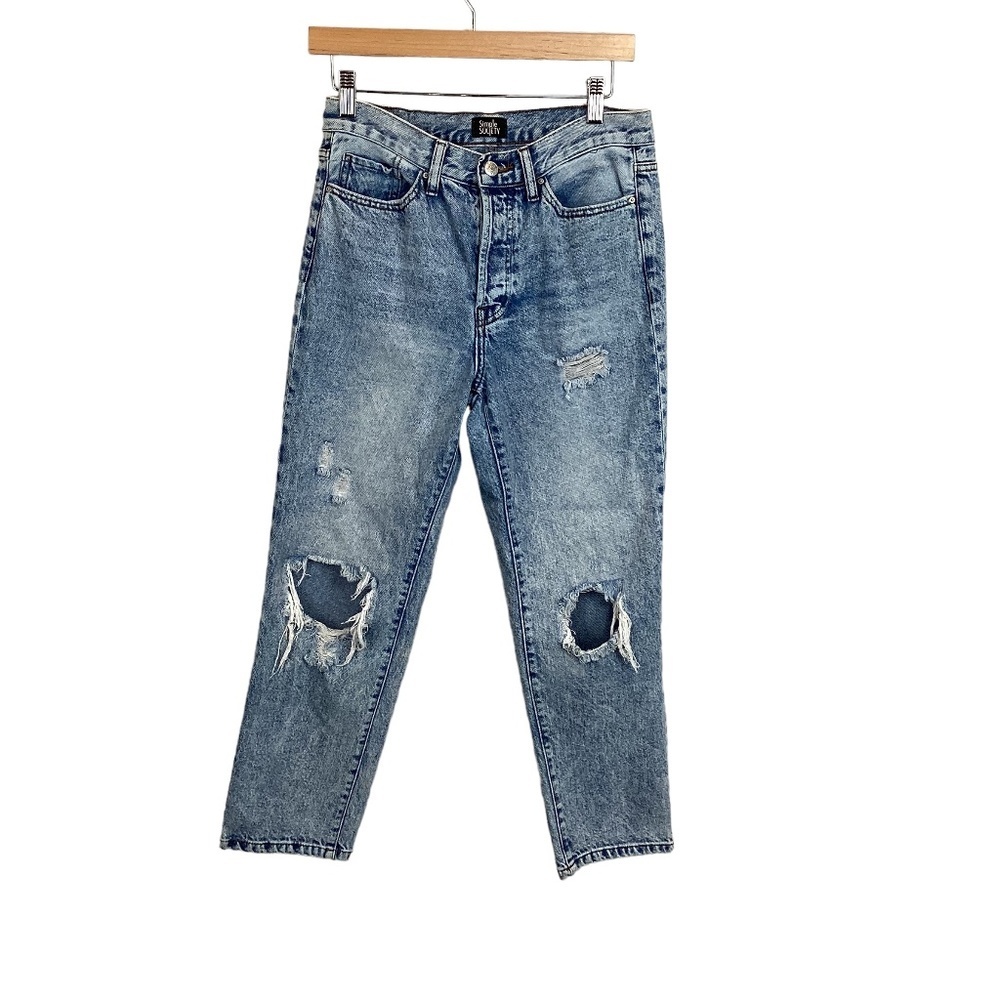 Simple Society‎ high rise jeans distressed light wash size 27